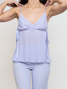 Vintage x Lilac Pleated Sheer Tank (S, M)