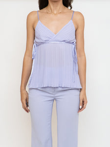 Vintage x Lilac Pleated Sheer Tank (S, M)