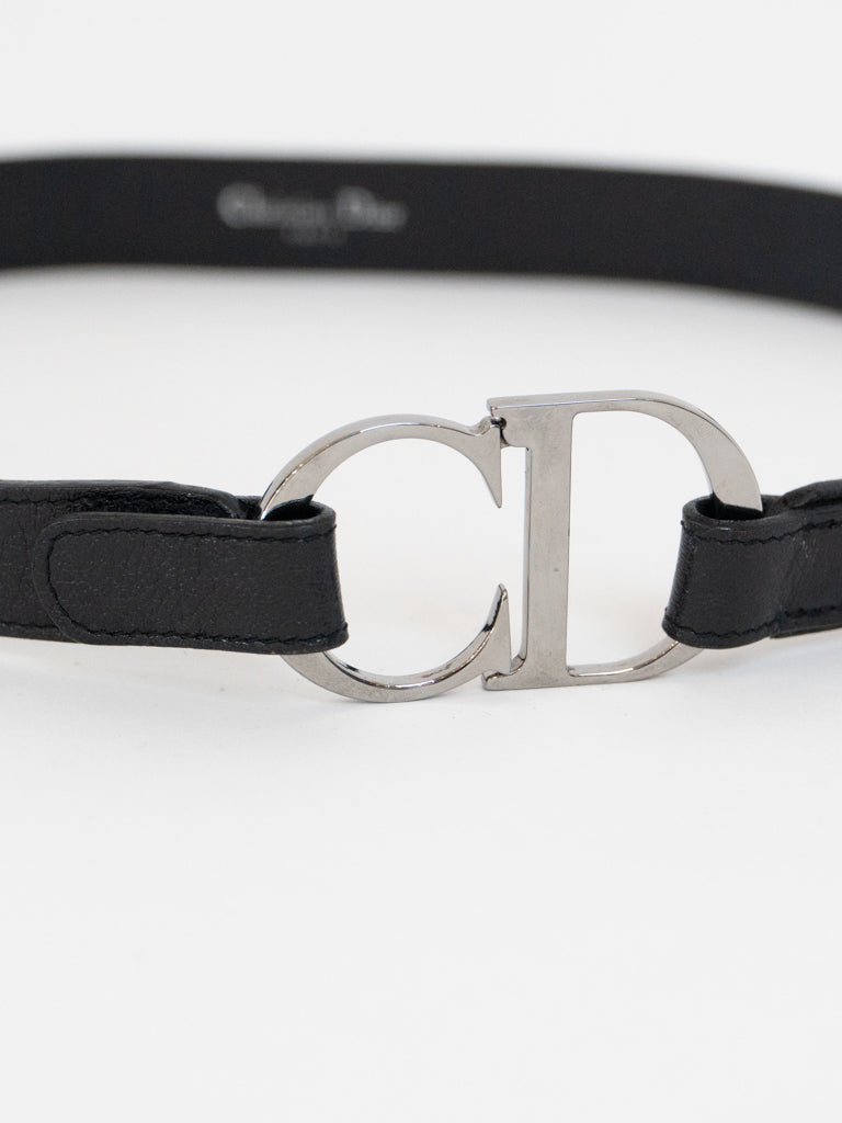CHRISTIAN DIOR x 'CD' Emblem Leather Strap Belt (M, L)