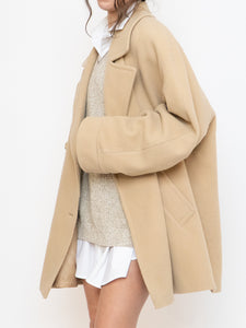 Vintage x Made in UK x MARKS AND SPENCER Soft Pure Wool Beige Coat (XS-XL)