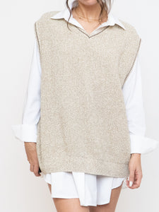 Vintage x Made in USA x EDDIE BAUER Oatmeal Cotton Knit Vest (S-L)