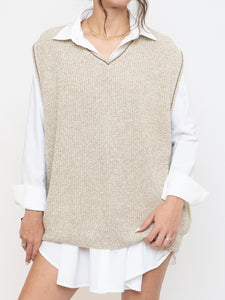 Vintage x Made in USA x EDDIE BAUER Oatmeal Cotton Knit Vest (S-L)