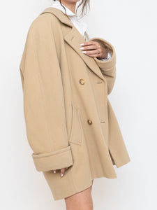 Vintage x Made in UK x MARKS AND SPENCER Soft Pure Wool Beige Coat (XS-XL)