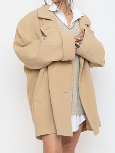 Vintage x Made in UK x MARKS AND SPENCER Soft Pure Wool Beige Coat (XS-XL)