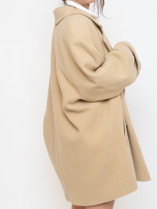 Vintage x Made in UK x MARKS AND SPENCER Soft Pure Wool Beige Coat (XS-XL)