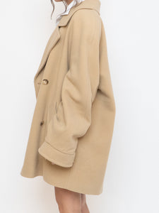 Vintage x Made in UK x MARKS AND SPENCER Soft Pure Wool Beige Coat (XS-XL)