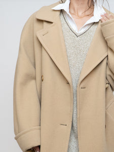 Vintage x Made in UK x MARKS AND SPENCER Soft Pure Wool Beige Coat (XS-XL)