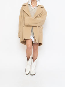 Vintage x Made in UK x MARKS AND SPENCER Soft Pure Wool Beige Coat (XS-XL)
