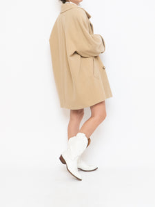 Vintage x Made in UK x MARKS AND SPENCER Soft Pure Wool Beige Coat (XS-XL)