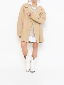 Vintage x Made in UK x MARKS AND SPENCER Soft Pure Wool Beige Coat (XS-XL)