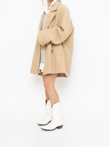 Vintage x Made in UK x MARKS AND SPENCER Soft Pure Wool Beige Coat (XS-XL)