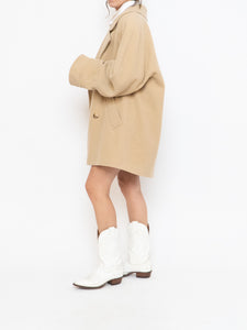 Vintage x Made in UK x MARKS AND SPENCER Soft Pure Wool Beige Coat (XS-XL)