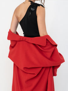 Vintage x Zara Black One-Shoulder Embellished Midi Dress (S, M)