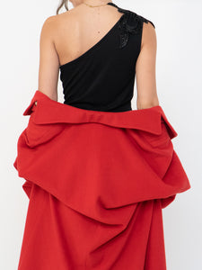 Vintage x Zara Black One-Shoulder Embellished Midi Dress (S, M)