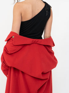 Vintage x Zara Black One-Shoulder Embellished Midi Dress (S, M)