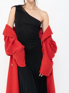 Vintage x Zara Black One-Shoulder Embellished Midi Dress (S, M)