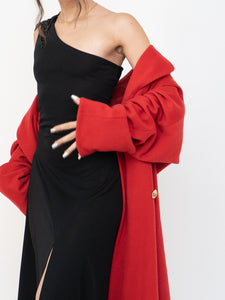 Vintage x Zara Black One-Shoulder Embellished Midi Dress (S, M)