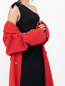 Vintage x Zara Black One-Shoulder Embellished Midi Dress (S, M)