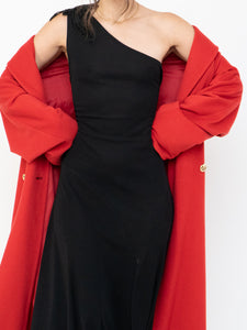Vintage x Zara Black One-Shoulder Embellished Midi Dress (S, M)