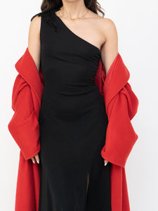 Vintage x Zara Black One-Shoulder Embellished Midi Dress (S, M)
