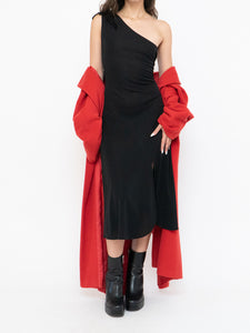 Vintage x Zara Black One-Shoulder Embellished Midi Dress (S, M)