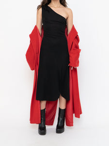 Vintage x Zara Black One-Shoulder Embellished Midi Dress (S, M)