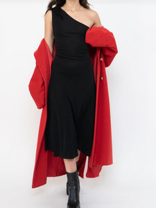 Vintage x Zara Black One-Shoulder Embellished Midi Dress (S, M)