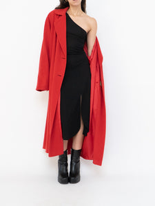 Vintage x Zara Black One-Shoulder Embellished Midi Dress (S, M)