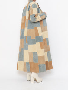 Vintage x WILSONS LEATHER x Beige, Blue Patchwork Suede Coat (S-L)