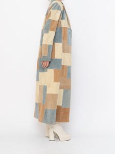 Vintage x WILSONS LEATHER x Beige, Blue Patchwork Suede Coat (S-L)