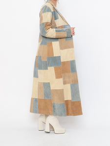 Vintage x WILSONS LEATHER x Beige, Blue Patchwork Suede Coat (S-L)