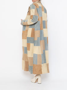 Vintage x WILSONS LEATHER x Beige, Blue Patchwork Suede Coat (S-L)