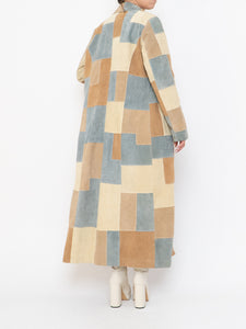 Vintage x WILSONS LEATHER x Beige, Blue Patchwork Suede Coat (S-L)