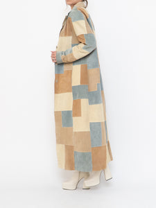 Vintage x WILSONS LEATHER x Beige, Blue Patchwork Suede Coat (S-L)