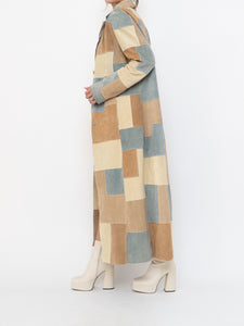 Vintage x WILSONS LEATHER x Beige, Blue Patchwork Suede Coat (S-L)