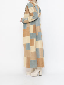Vintage x WILSONS LEATHER x Beige, Blue Patchwork Suede Coat (S-L)