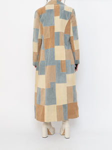 Vintage x WILSONS LEATHER x Beige, Blue Patchwork Suede Coat (S-L)