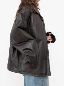 Vintage x Made in Winnipeg x Brown Leather Fleece-Collared Jacket (S-L)