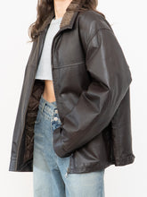 Load image into Gallery viewer, Vintage x Made in Winnipeg x Brown Leather Fleece-Collared Jacket (S-L)
