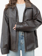 Load image into Gallery viewer, Vintage x Made in Winnipeg x Brown Leather Fleece-Collared Jacket (S-L)