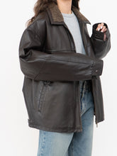 Load image into Gallery viewer, Vintage x Made in Winnipeg x Brown Leather Fleece-Collared Jacket (S-L)