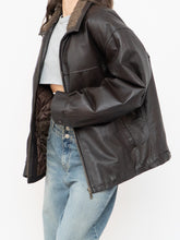Load image into Gallery viewer, Vintage x Made in Winnipeg x Brown Leather Fleece-Collared Jacket (S-L)