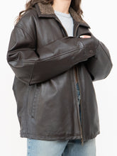 Load image into Gallery viewer, Vintage x Made in Winnipeg x Brown Leather Fleece-Collared Jacket (S-L)