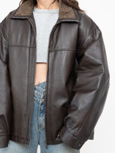 Load image into Gallery viewer, Vintage x Made in Winnipeg x Brown Leather Fleece-Collared Jacket (S-L)