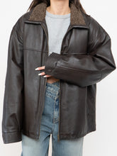Load image into Gallery viewer, Vintage x Made in Winnipeg x Brown Leather Fleece-Collared Jacket (S-L)