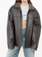 Load image into Gallery viewer, Vintage x Made in Winnipeg x Brown Leather Fleece-Collared Jacket (S-L)
