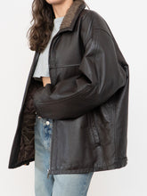 Load image into Gallery viewer, Vintage x Made in Winnipeg x Brown Leather Fleece-Collared Jacket (S-L)