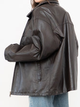 Load image into Gallery viewer, Vintage x Made in Winnipeg x Brown Leather Fleece-Collared Jacket (S-L)