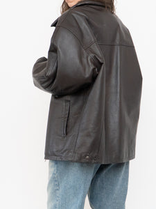 Vintage x Made in Winnipeg x Brown Leather Fleece-Collared Jacket (S-L)