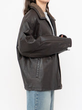 Load image into Gallery viewer, Vintage x Made in Winnipeg x Brown Leather Fleece-Collared Jacket (S-L)